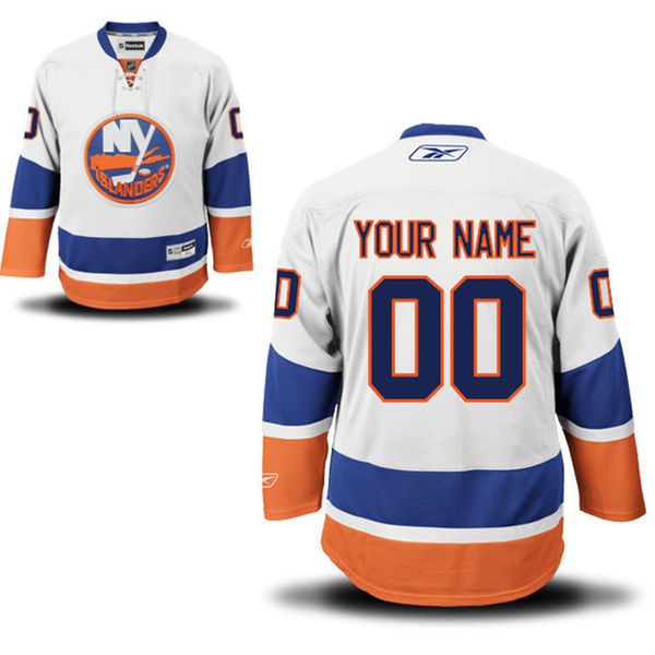 Reebok New York Islanders Men Premier Away Custom NHL Jersey - White->customized nhl jersey->Custom Jersey